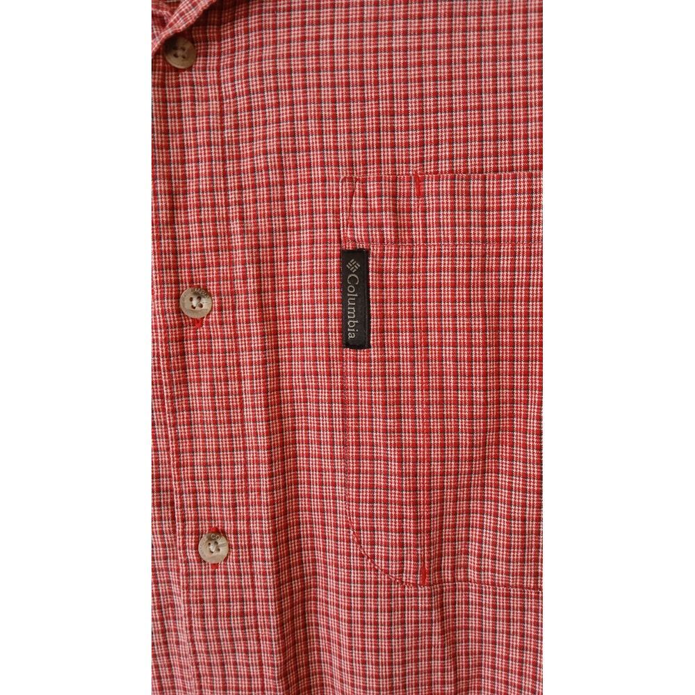 Columbia Shirt Mens L Red Plaid Short Sleeve Button Regular Fit 100% Cotton - Picture 4 of 7